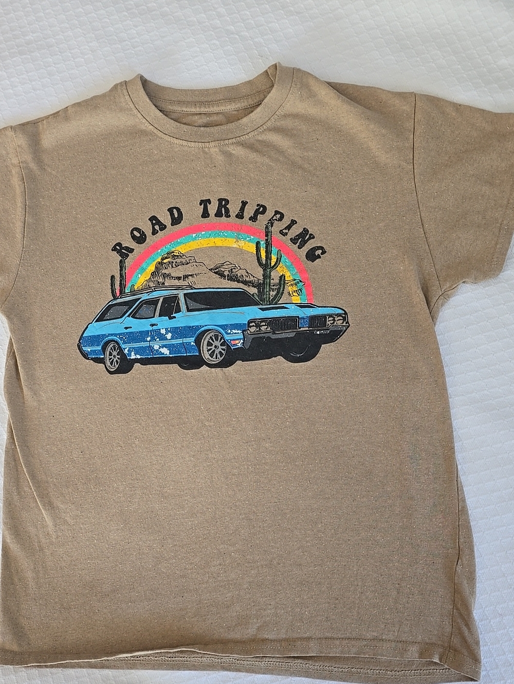 Brisco Brands Road Tripping Graphic Tee Tan Size M